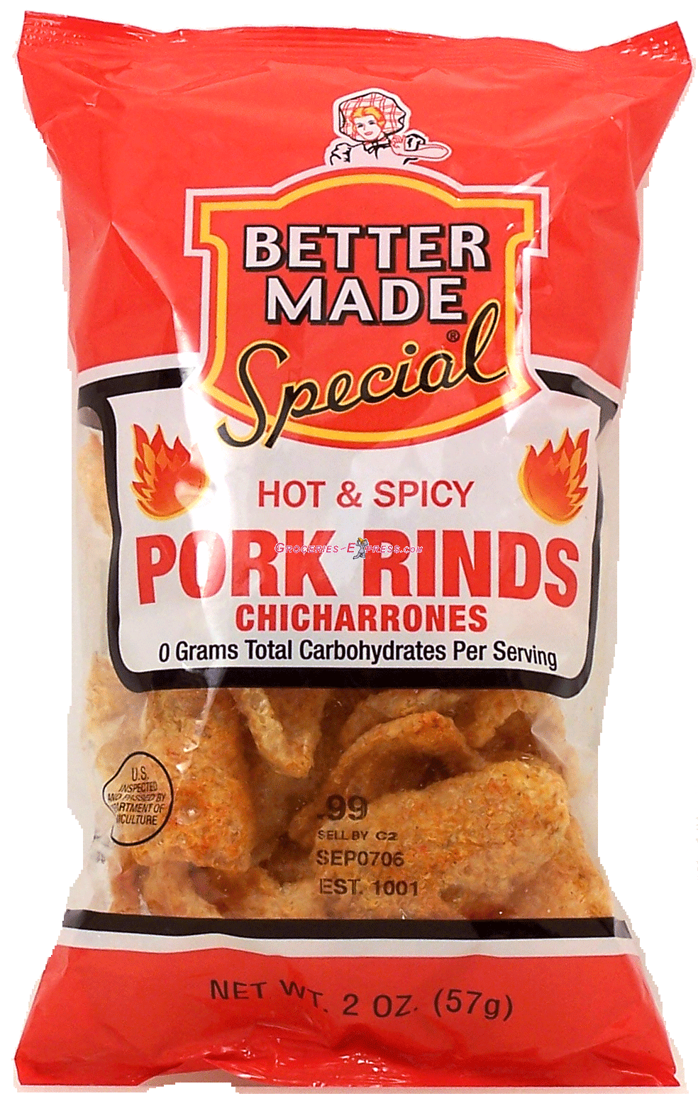 Better Made&nbsp;&nbsp;hot & spicy pork rinds, chicharrones Full-Size Picture